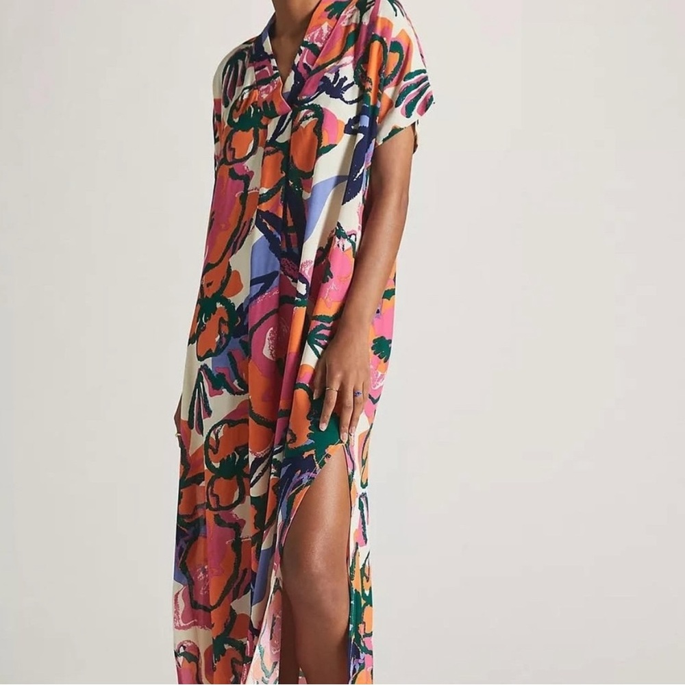 Bel Kazan Colorful Floral Kaftan Maxi Dress